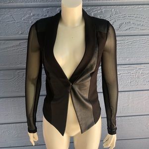 Black leather and mesh blazer